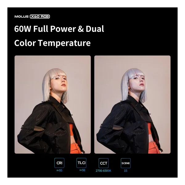 Zhiyun Molus X60 Bi-Color LED Combo Işık Sistemi - Görsel 2