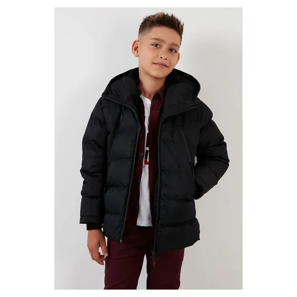 Lela 5760040 İçi Astarlı Kapüşonlu Erkek Çocuk Şişme Mont - Görsel 3