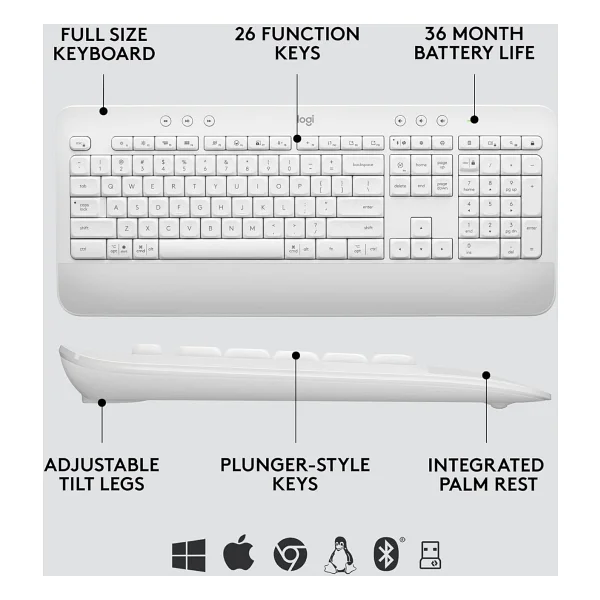 Logitech Signature Mk650 920-011028 Beyaz Kablosuz Klavye Mouse Seti - Görsel 2