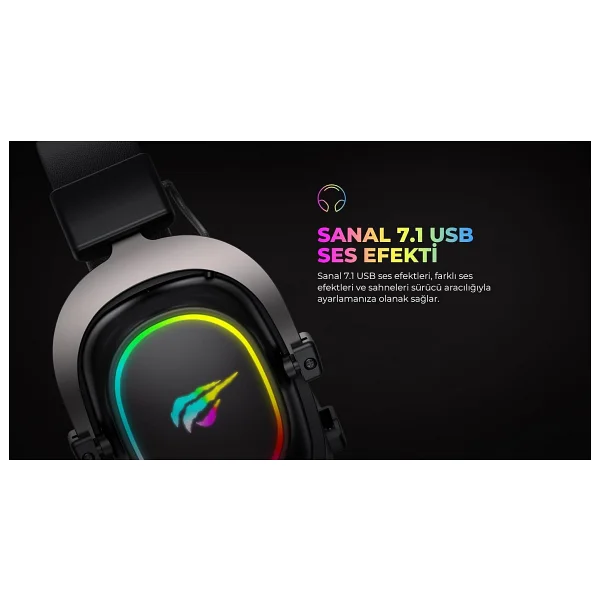 Havit Gamenote H2002p RGB 7.1 USB Kablolu Kulak Üstü Oyuncu Kulaklığı - Görsel 7