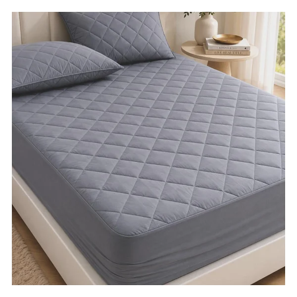 FORMEYA Yatak Koruyucu Alez Kapitone Gri Renk%100 Pamuk Fitted Alez Çarşaf 180 X 200 - Görsel 2