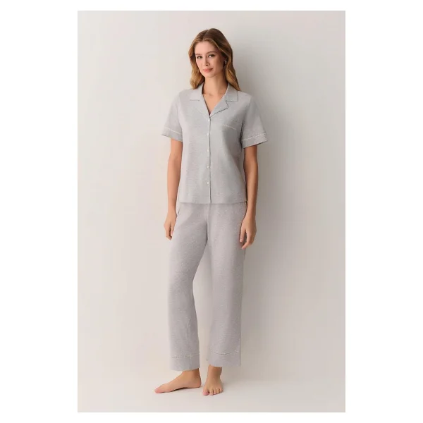 Suwen Pointella Gömlek Yaka Pijama Takımı - Görsel 2
