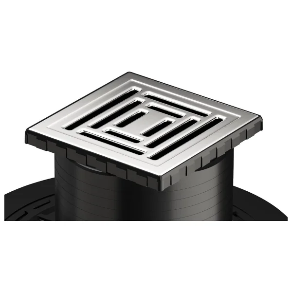 VitrA V-Flow Kare 5607315 Yalıtımlı Duş Kanalı, Yandan Çıkışlı, 10x10 cm, DK 800 Kapak, Parlak Krom - Görsel 2