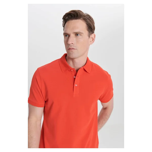 Altınyıldız Classıcs Slim Fit Dar Kesim Polo Yaka%100 Pamuk Kısa Kollu Tişört, Renk Nar Çiçeği, Beden M - Görsel 3