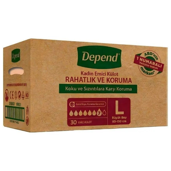 Depend Emici Külot Kadın Büyük Boy L 30'lu 4 Adet Hasta Bezi - Görsel 2