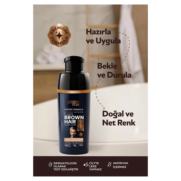 Softto Plus Expert Men Dark Brown Hair Color - Koyu Kahve / Geliştirilmiş Formül / Doğal Görünüm - Görsel 5