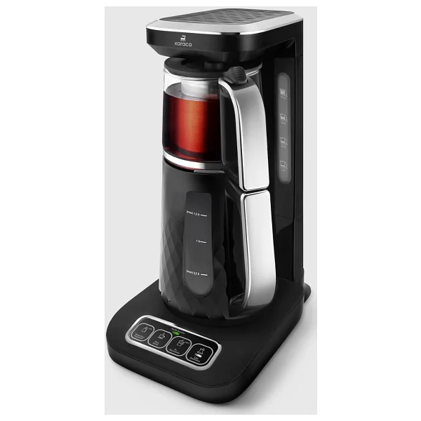 Karaca Çaysever Robotea Pro Quartz 4in1 2500 W Black Chrome Konuşan Cam Demlikli Çay Makinesi - Görsel 2