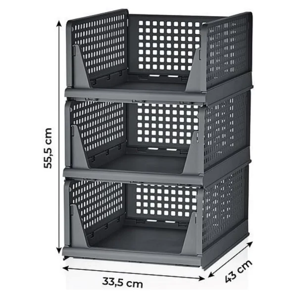 Mithra Life 3 Lü Kayar Raf Organizer Gri Dolap İçi Kıyafet Aksesuar Düzenleyici 45x35 Cm Mıt1263 - Görsel 5