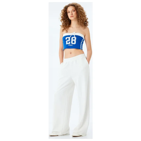 Koton Straplez Yaka Slogan Baskılı Kolsuz Biyeli Crop Atlet - Görsel 3