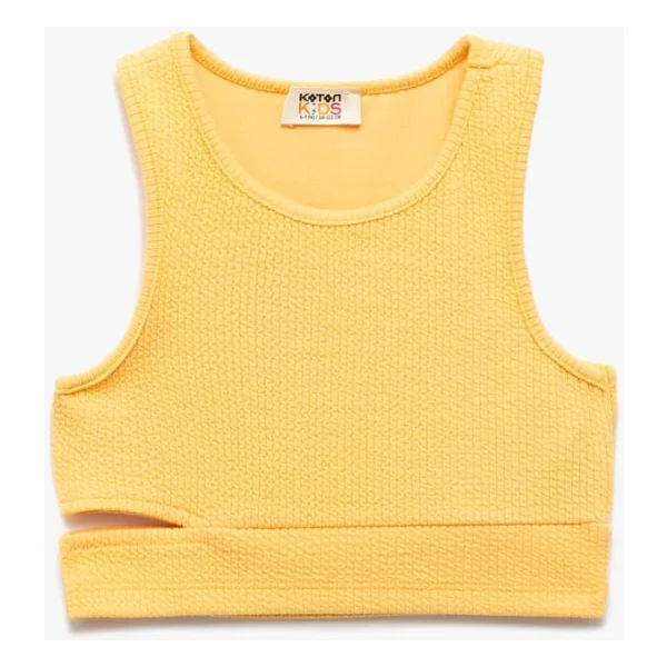 Koton Pencere Detaylı Slim Fit Bürümcük Kolsuz Bisiklet Yaka Crop Atlet - Görsel 2