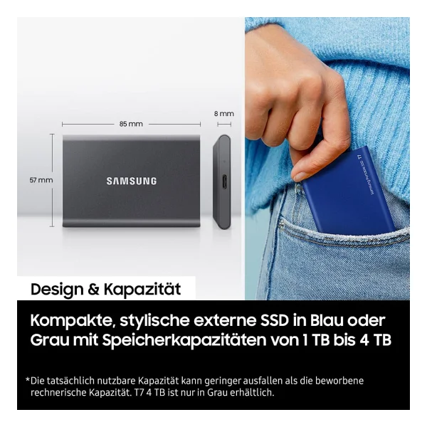 Samsung T7 USB 3.2 1 TB Taşınabilir SSD - Görsel 5