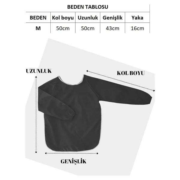 Mavi Boyama Önlüğü M Beden 4-6 Yaş Su Itici Kumaş - Görsel 2