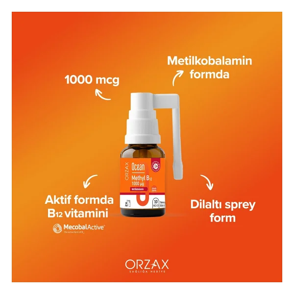 Ocean Methyl B12 1000 mcg 10 ml Dilaltı Sprey - Görsel 3