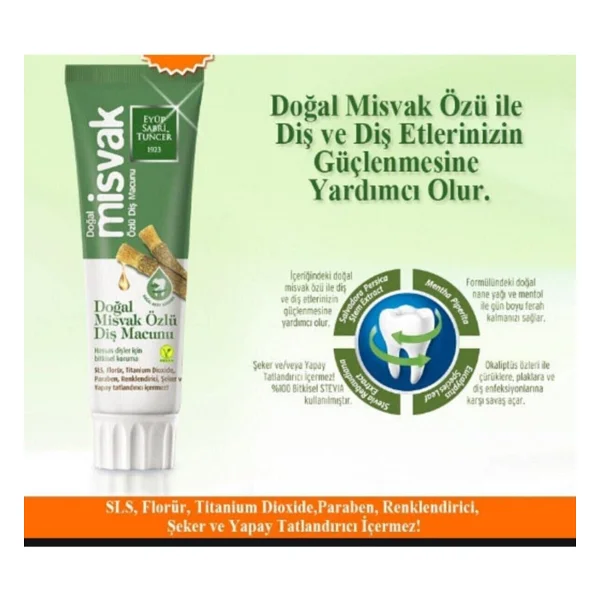 Eyüp Sabri Tuncer Doğal Misvak Özlü 75 ml Diş Macunu x 4 Adet - Görsel 3