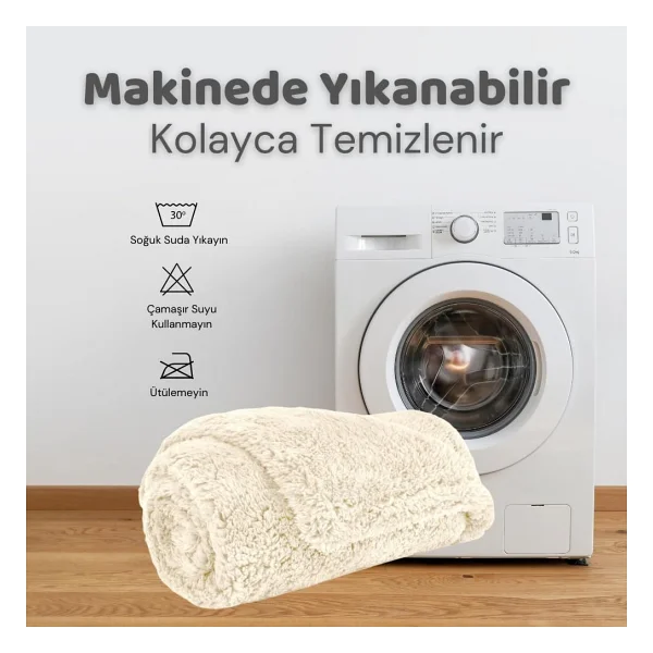 Beylini Kedi Köpek Battaniyesi Premium Peluş Evcil Hayvan Uyku Battaniyesi Yıkanabilir Krem (60x80) - Görsel 4