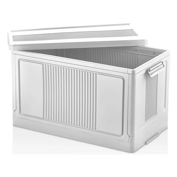 Deconox Dev Boy Katlanır Kilit Kapaklı Kasa 55 Litre Hacimli, Yer Kaplamayan Portatif Saklama Kutusu Ardiye, Balkon, Mutfak, Kiler, Bahçe Ve Araç Bagajı İçin Güvenli Organizer (Mavi) - Görsel 8