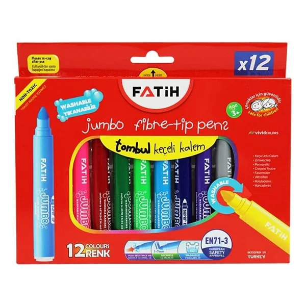 Fatih Yıkanabilir 12'li Jumbo Keçeli Kalem Seti - Görsel 2