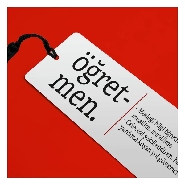 Hediyesepeti Öğretmen Kelime Anlamlı Kitap Ayracı 13.5 Cm X 4 Cm Metal Malzeme - Görsel 3