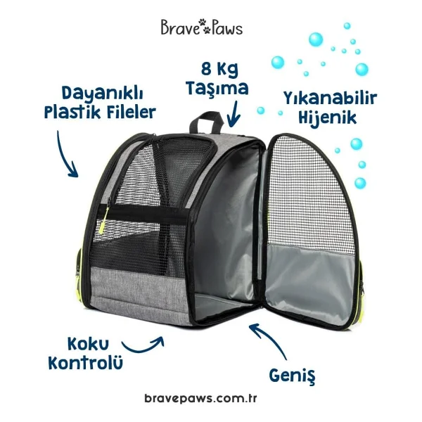 Brave Paws Kedi Köpek Çantası Yıkanabilir Ve Hava Alan Piramit Model - Görsel 9