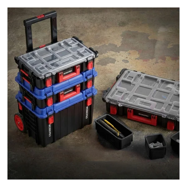 Workpro Wp283029 24lt 12 Gözlü Şeffaf Kapaklı İstiflenebilir 56x35x12,5cm Profesyonel Organizer Takım Çantası - Görsel 4
