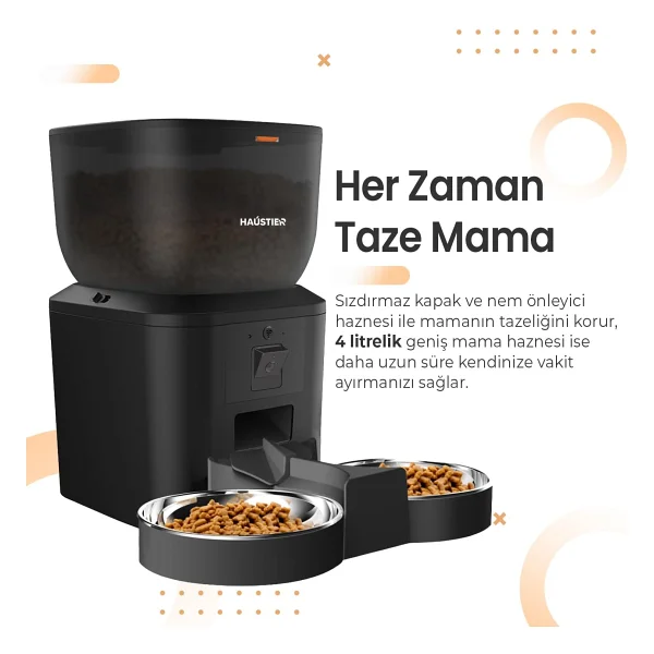 Haustier Qq029-Dual 4 Lt Kameralı Akıllı Otomatik Mama Kabı - Görsel 9