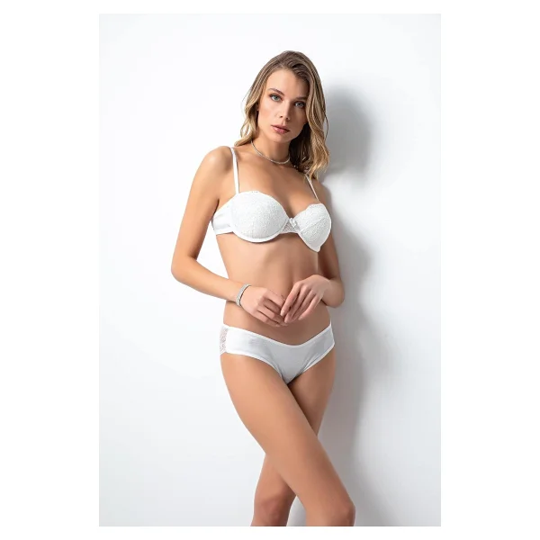 Miorre Push-Up Dolgulu Dantel Detaylı Sütyen Takım Beyaz 80 - Görsel 2