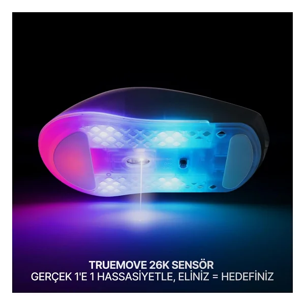 Steelseries Aerox 3 Wireless Gen 2 4K Shadow RGB Şarjlı Ergonomik Optik Kablosuz Oyuncu Mouse - Görsel 5