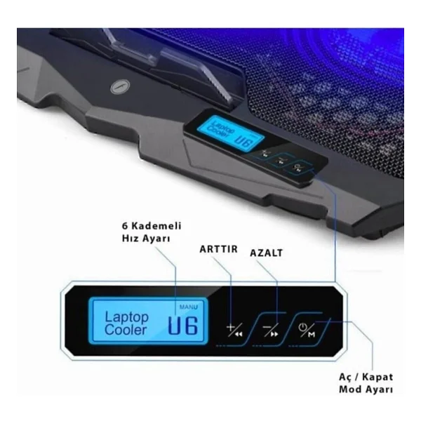 FRISBY FNS-9999B 4 Fanlı 15"-17" Laptop Soğutucu - Görsel 2