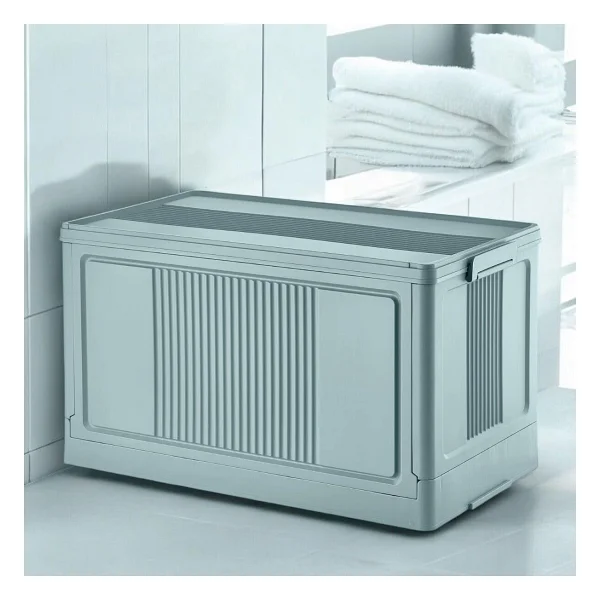Deconox Dev Boy Katlanır Kilit Kapaklı Kasa 55 Litre Hacimli, Yer Kaplamayan Portatif Saklama Kutusu Ardiye, Balkon, Mutfak, Kiler, Bahçe Ve Araç Bagajı İçin Güvenli Organizer (Mavi) - Görsel 4
