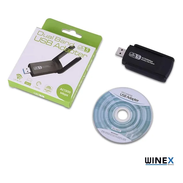 Winex Wifi5 Ac1300mbps 2.4g+5g Wi-Fi Dongle USB 3.0 Adaptör - Görsel 4