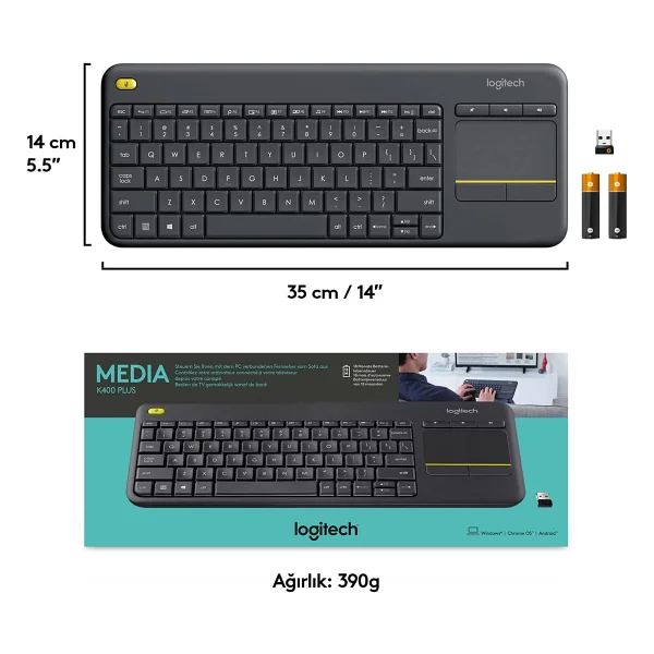 Logitech K400 Plus Q Kablosuz Klavye - Görsel 3