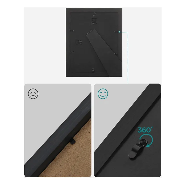 Songmıcs Resim Çerçevesi Seti 10'lu, 20 X 25 Cm Boyutunda 2 Fotoğraf, 13 X 18 Cm Boyutunda 4 Fotoğraf, 10 X 15 Cm Boyutunda 4 Fotoğraf, Siyah - Görsel 6
