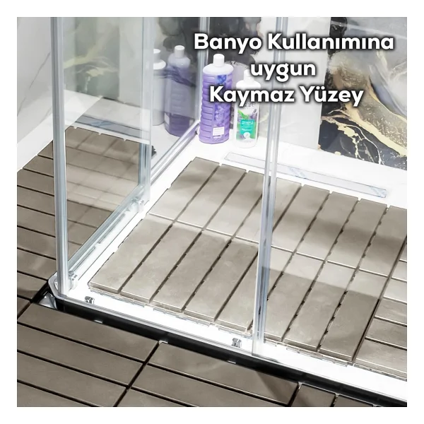 Porsima 1177 Bahçe Balkon Teras Banyo Paspası 36lı Zemin Karosu Latte - Görsel 6