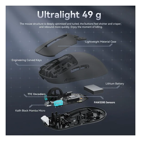 Attack Shark X3 Siyah Şarjlı Makrolu Optik Kablosuz Oyuncu Mouse - Görsel 5