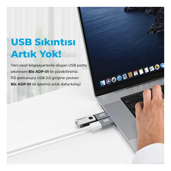 Bix Adp-01 Type-C To USB Dönüştürücü Adaptör - Görsel 4