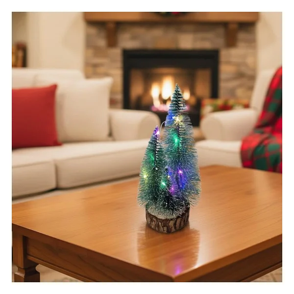 Coverzone 1 Adet RGB Işıklı Mini Yılbaşı Ağacı Masaüstü Aydınlatma Dekoratif Hediyelik Noel Pilli Çam Ağaç Yılbaşı Süsü 20cm (20cm) - Görsel 5