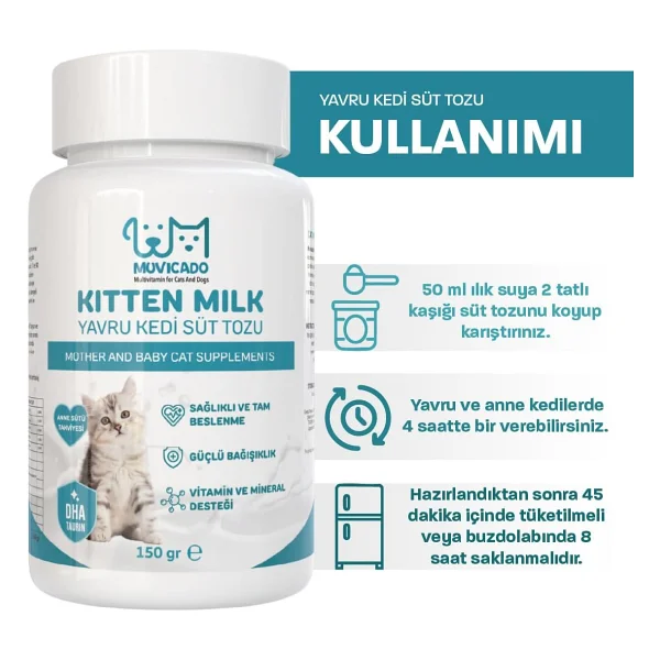 Muvicado Taurinli 150 Gr Yavru Kedi Süt Tozu - Görsel 5