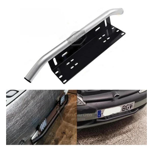 Her Araca Uyumlu Plaka Altlığı Ve Koruma Demiri Sis Ayağı Suv 4x4 Off Road LED Montaj Braketi Plakalık LED Bağlantı Ayağı Krom - Görsel 2