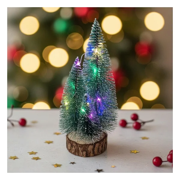 Coverzone 1 Adet RGB Işıklı Mini Yılbaşı Ağacı Masaüstü Aydınlatma Dekoratif Hediyelik Noel Pilli Çam Ağaç Yılbaşı Süsü 20cm (20cm) - Görsel 3