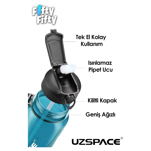 Uzspace 6058 Mor 1500 Ml Tritan Pipetli Matara - Görsel 4