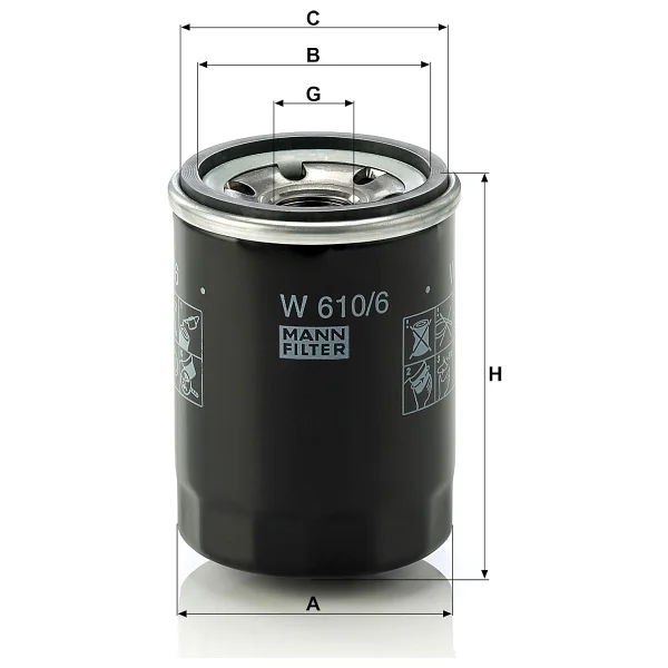 MANN-FILTER W 610/6 Yağ Filtresi (Honda) - Görsel 3