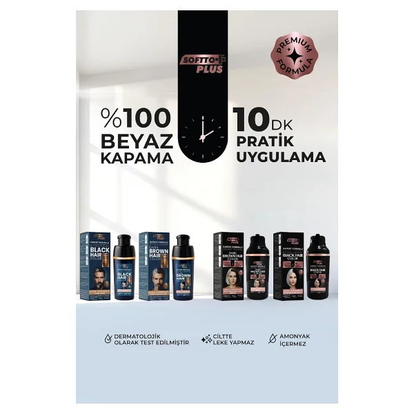 Softto Plus Expert Men Dark Brown Hair Color - Koyu Kahve / Geliştirilmiş Formül / Doğal Görünüm - Görsel 7