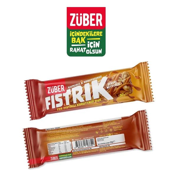 Züber Fıstrık Yer Fıstıklı Kuruyemiş Bar 30g X 15 Adet - Görsel 5