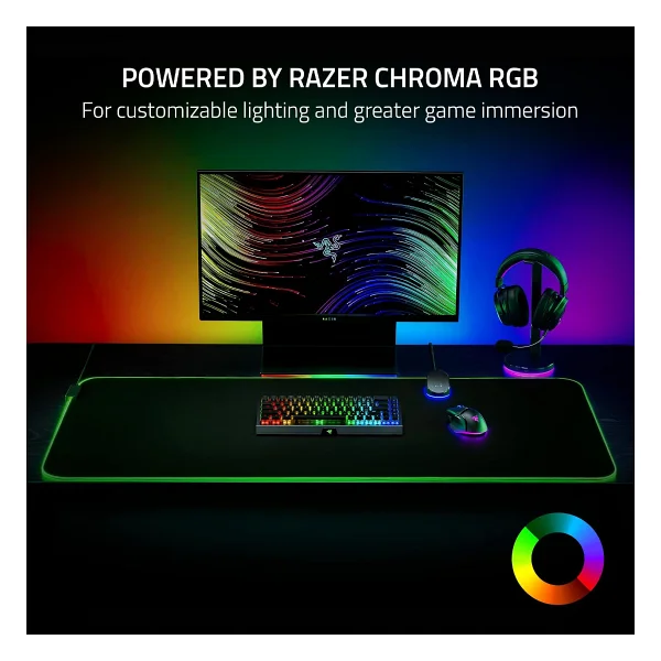 Razer Goliathus Chroma 3XL - Yumuşak Oyun Fare Altlığı, RGB Aydınlatmalı, Mikro Dokulu Kumaş Yüzeyli, Siyah - Görsel 4