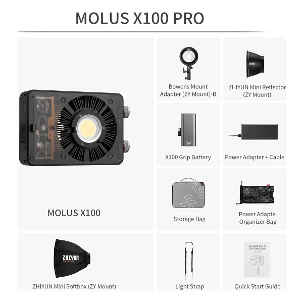 Zhiyun Molus X100 Bi-Color Pocket Cob Monolight Pro Kit - Görsel 2