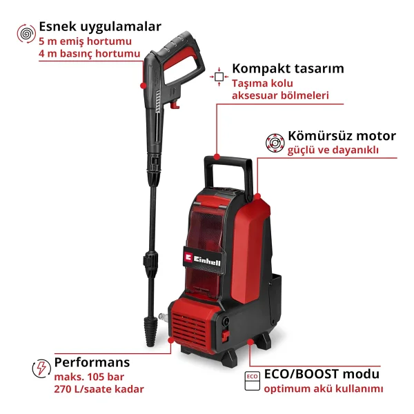 Einhell Hypresso 36/105 105 Bar Aküsüz Basınçlı Yıkama Makinesi - Görsel 3