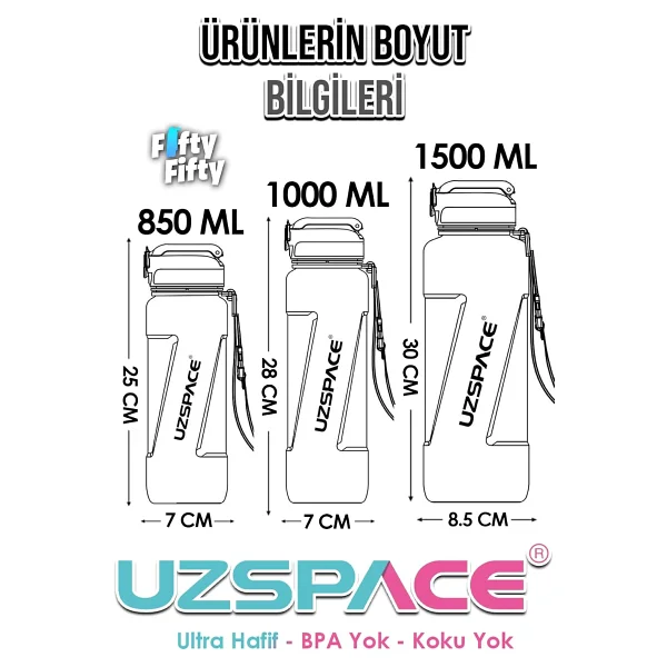 Uzspace 6058 Mor 1500 Ml Tritan Pipetli Matara - Görsel 5