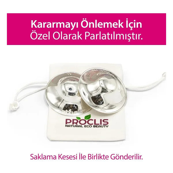 proclis natural eco beauty Koruyucu Gümüş Göğüs Ucu Kapakları, 999 Ayar Parlatılmış Gümüş Göğüs Ucu Koruma Kapakları, Gümüş Meme Kapağı, Göğüs Ucu Koruyucular (X-Large) - Görsel 6