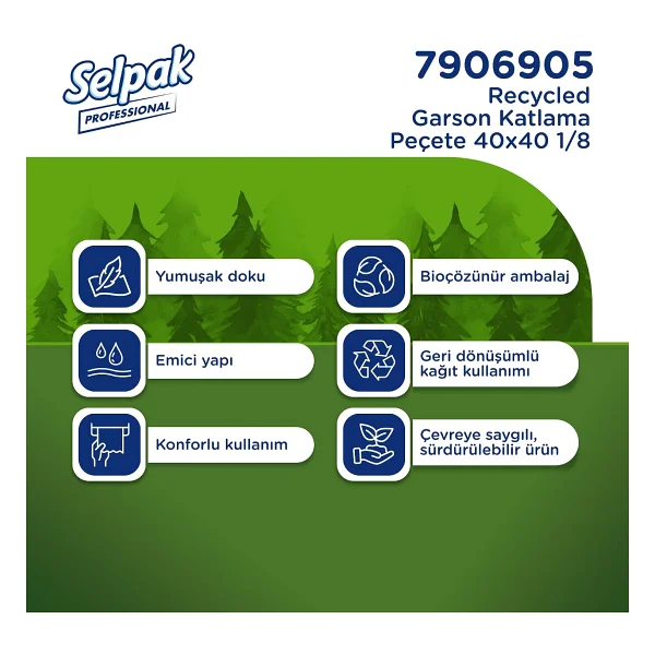 Selpak Professional Recycled Garson Katlama Peçete 50 Yaprak 40x40 1/8, 20'li - Görsel 6