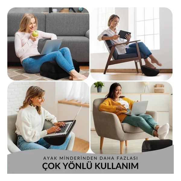 Klasse Ergonomik Visco Ayak Minderi, Oyun Koltuğu Ve Ofis Koltuğu İçin Anti Alerjen Ayak Yastığı, Ayak Koyma Yeri Taburesi, Çok Amaçlı Rahatlatıcı Yarım Silindir İki Parça Masa Altı Ayak Desteği - Görsel 5